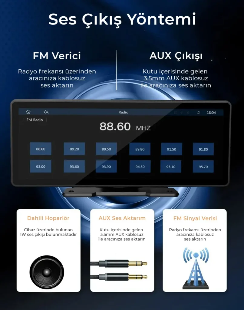 10.26 inç Taşınabilir Kablosuz CarPlay ve Android Auto 10.26 inç Taşınabilir Kablosuz CarPlay ve Android Auto