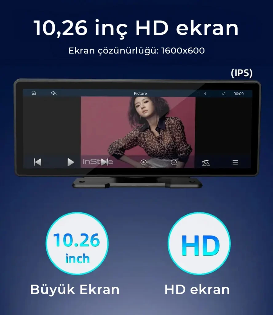 10.26 inç Taşınabilir Kablosuz CarPlay ve Android Auto 10.26 inç Taşınabilir Kablosuz CarPlay ve Android Auto