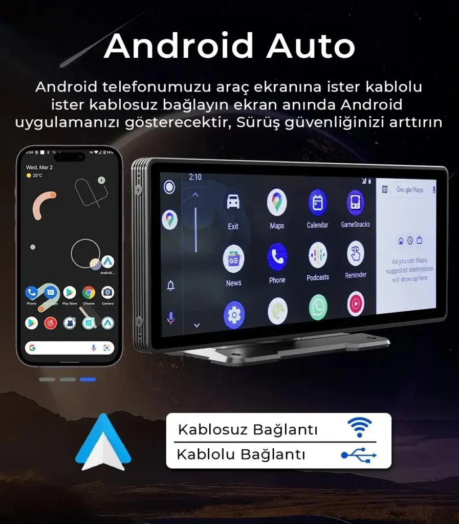 10.26 inç Taşınabilir Kablosuz CarPlay ve Android Auto 10.26 inç Taşınabilir Kablosuz CarPlay ve Android Auto