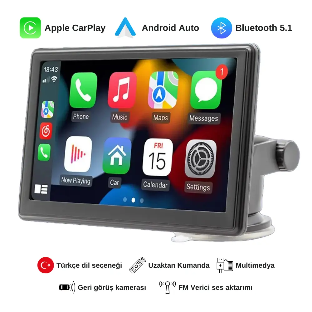 10.26 inç Taşınabilir Kablosuz CarPlay ve Android Auto