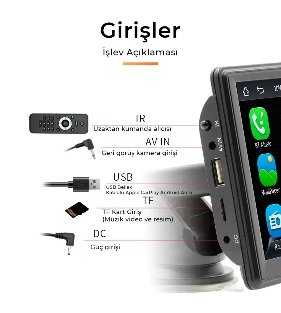 7 inç Taşınabilir Kablosuz CarPlay ve Android Auto 7 inç Taşınabilir Kablosuz CarPlay ve Android Auto